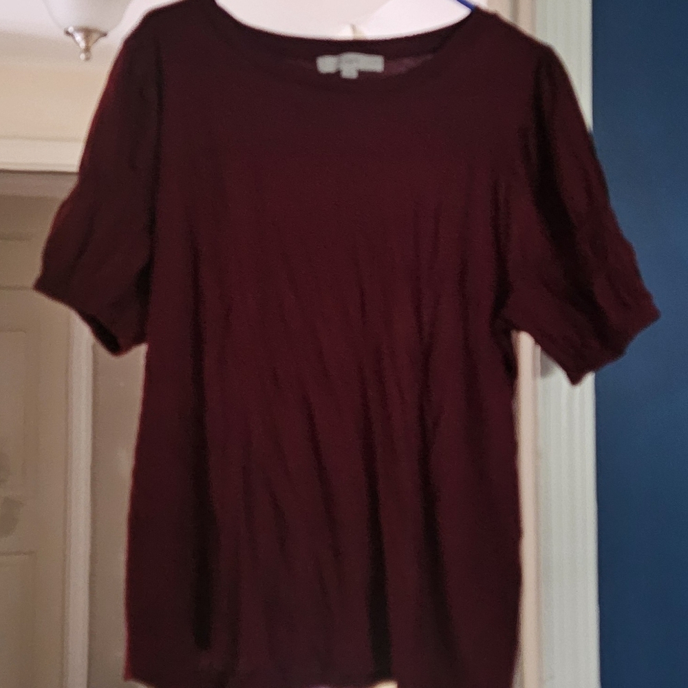 LOFT Deep Burgundy Short Sleeve Top